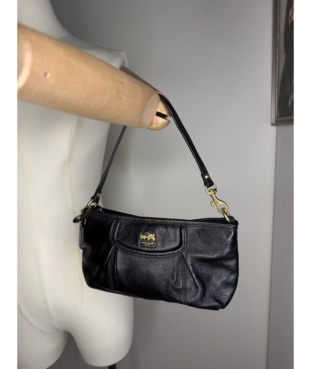 COACH Черная кожаная сумка через плечо, фото 2