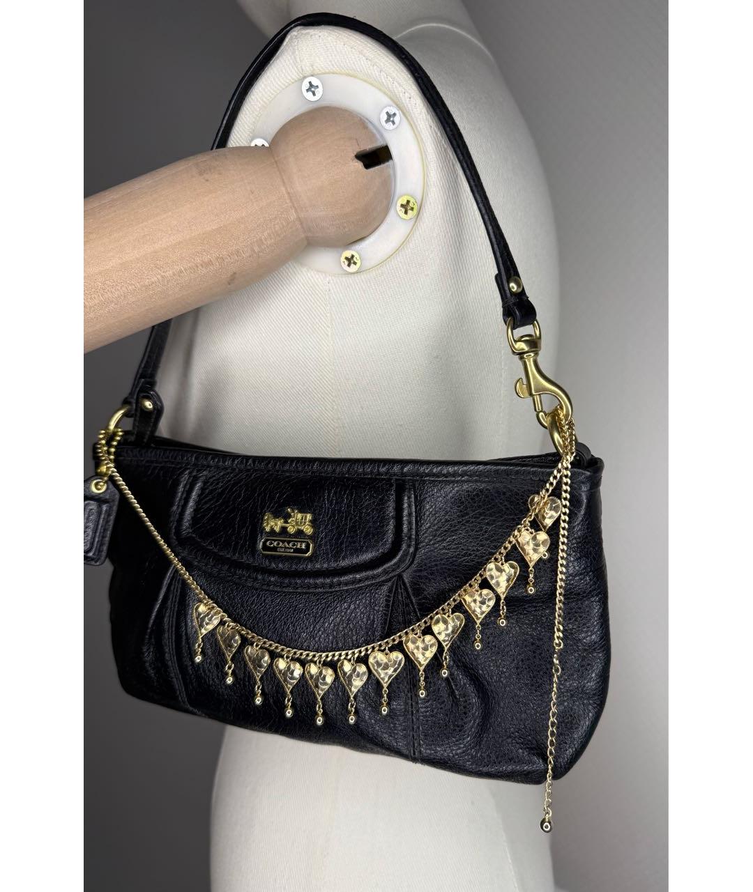 COACH Черная кожаная сумка через плечо, фото 3