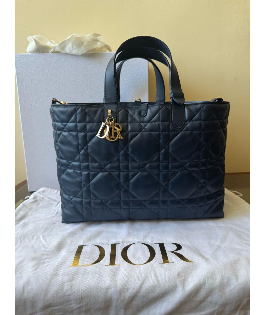 CHRISTIAN DIOR Синяя кожаная сумка с короткими ручками, фото 9