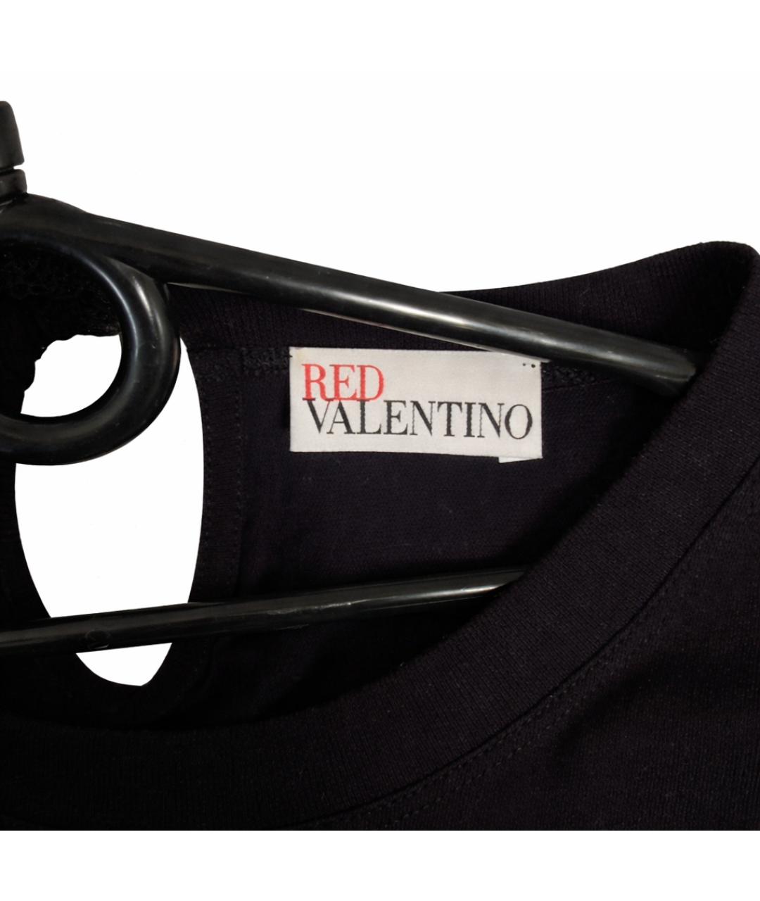 RED VALENTINO Черное сетчатое повседневное платье, фото 3