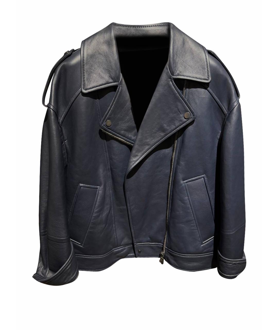 BRUNELLO CUCINELLI Темно-синяя кожаная куртка, фото 1