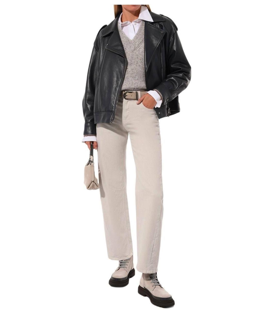 BRUNELLO CUCINELLI Темно-синяя кожаная куртка, фото 3