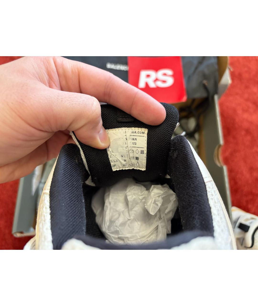 BALENCIAGA Бежевые низкие кроссовки / кеды из искусственной кожи, фото 6