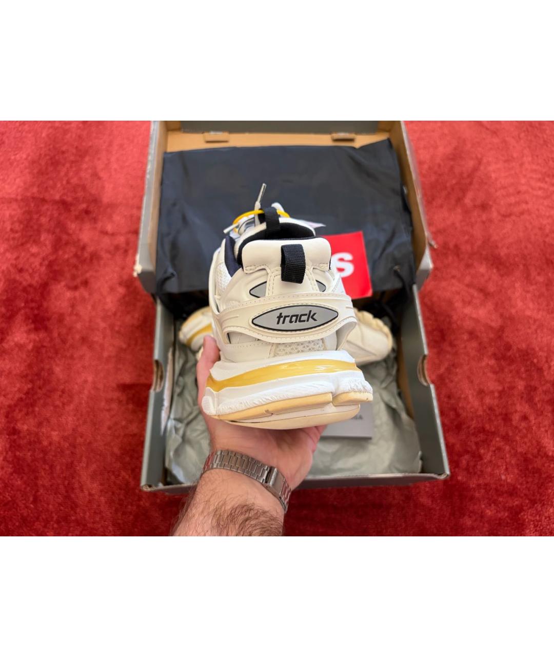 BALENCIAGA Бежевые низкие кроссовки / кеды из искусственной кожи, фото 4