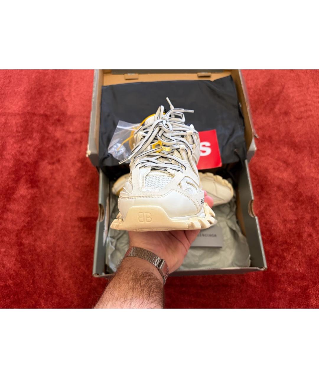 BALENCIAGA Бежевые низкие кроссовки / кеды из искусственной кожи, фото 2