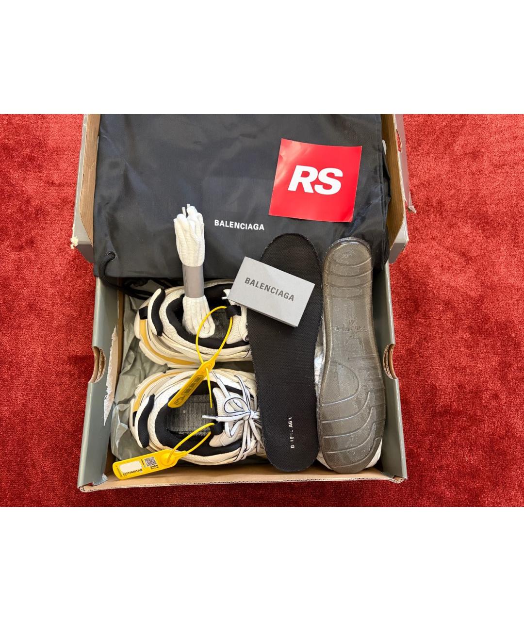 BALENCIAGA Бежевые низкие кроссовки / кеды из искусственной кожи, фото 8