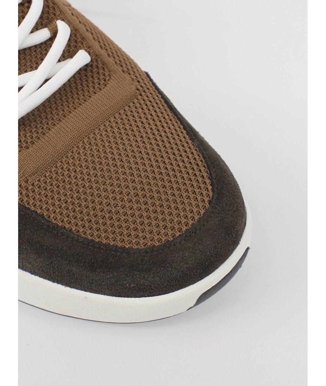 KITON Коричневые текстильные низкие кроссовки / кеды, фото 8