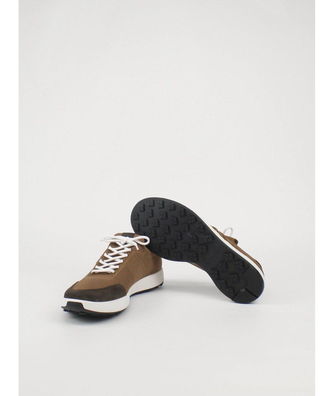 KITON Коричневые текстильные низкие кроссовки / кеды, фото 4