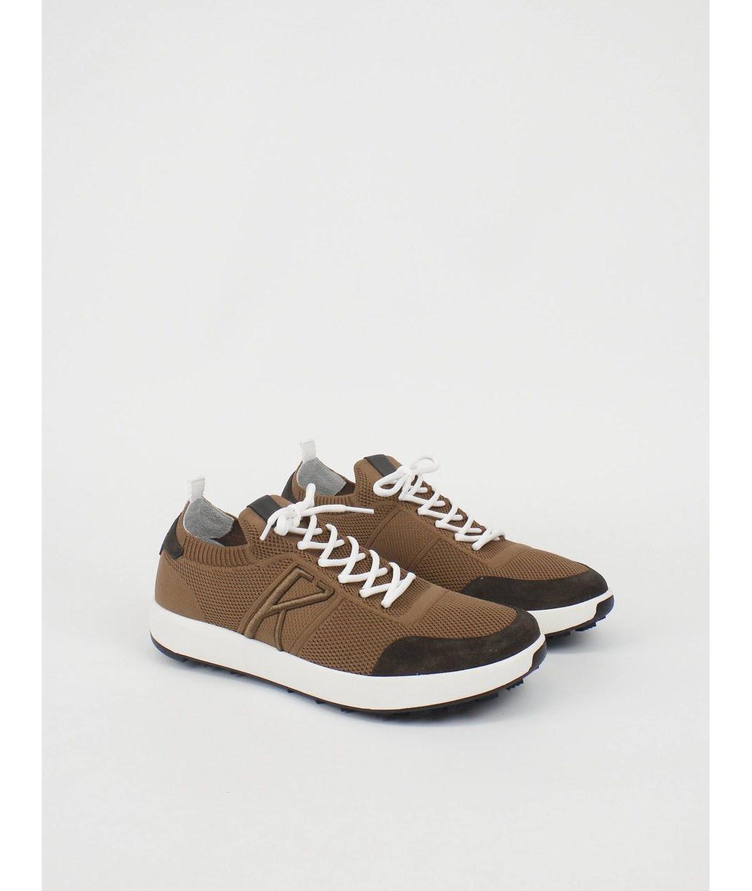 KITON Коричневые текстильные низкие кроссовки / кеды, фото 2