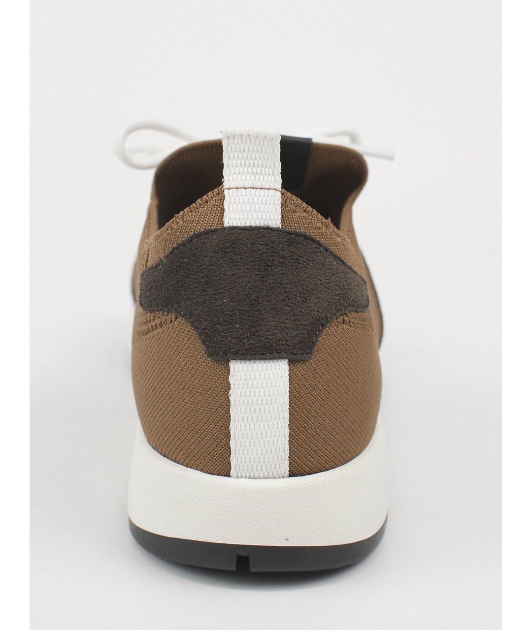 KITON Коричневые текстильные низкие кроссовки / кеды, фото 5