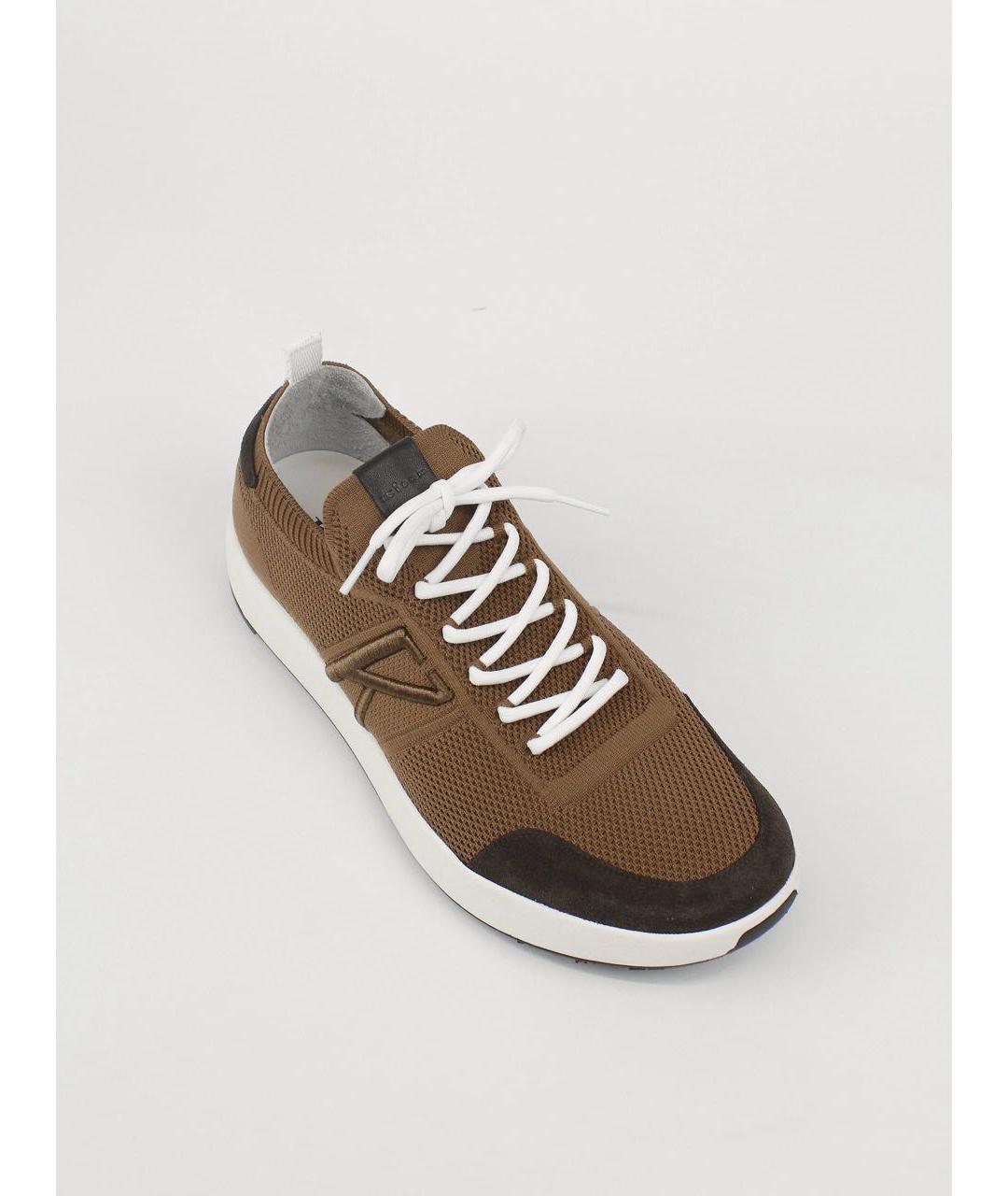 KITON Коричневые текстильные низкие кроссовки / кеды, фото 3
