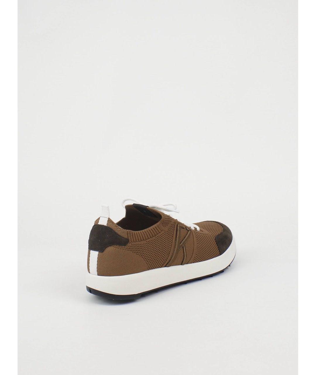 KITON Коричневые текстильные низкие кроссовки / кеды, фото 6