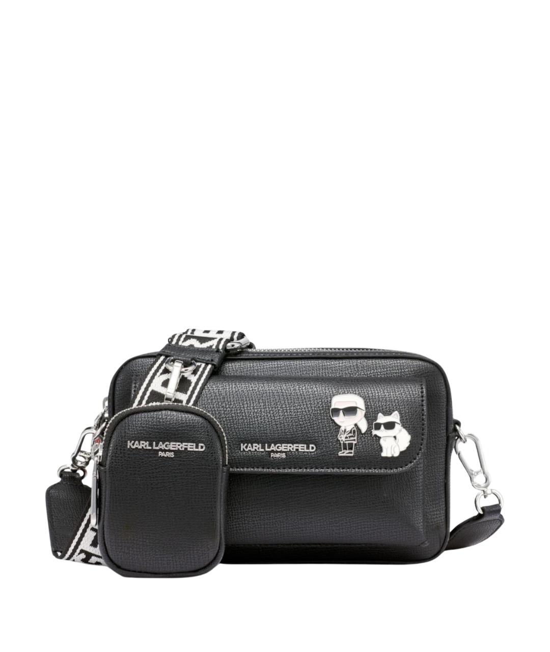 KARL LAGERFELD Черная сумка через плечо из искусственной кожи, фото 1