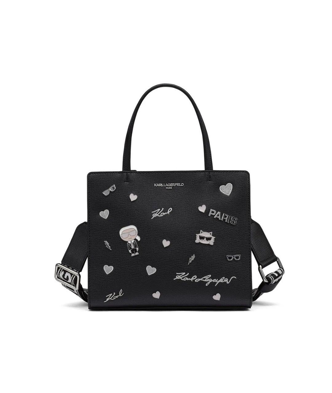 KARL LAGERFELD Черная сумка тоут из искусственной кожи, фото 6