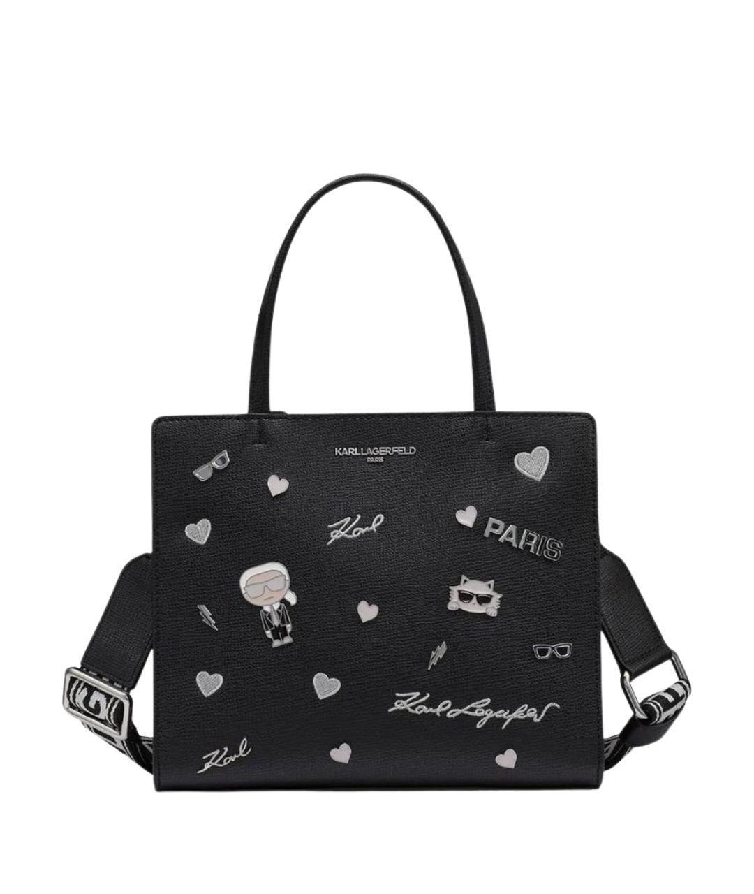 KARL LAGERFELD Черная сумка тоут из искусственной кожи, фото 1