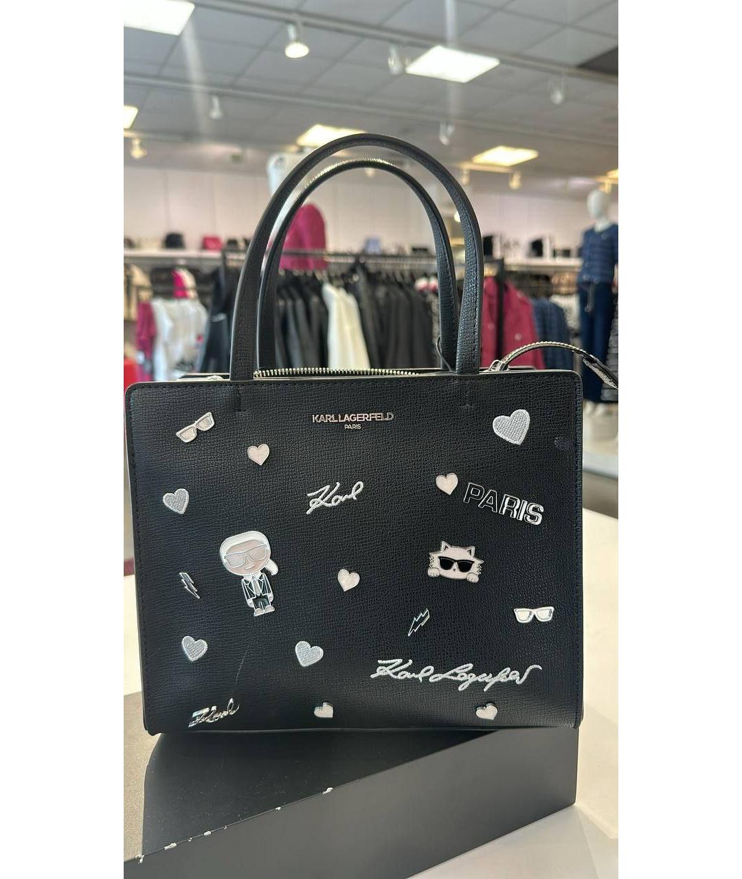 KARL LAGERFELD Черная сумка тоут из искусственной кожи, фото 5