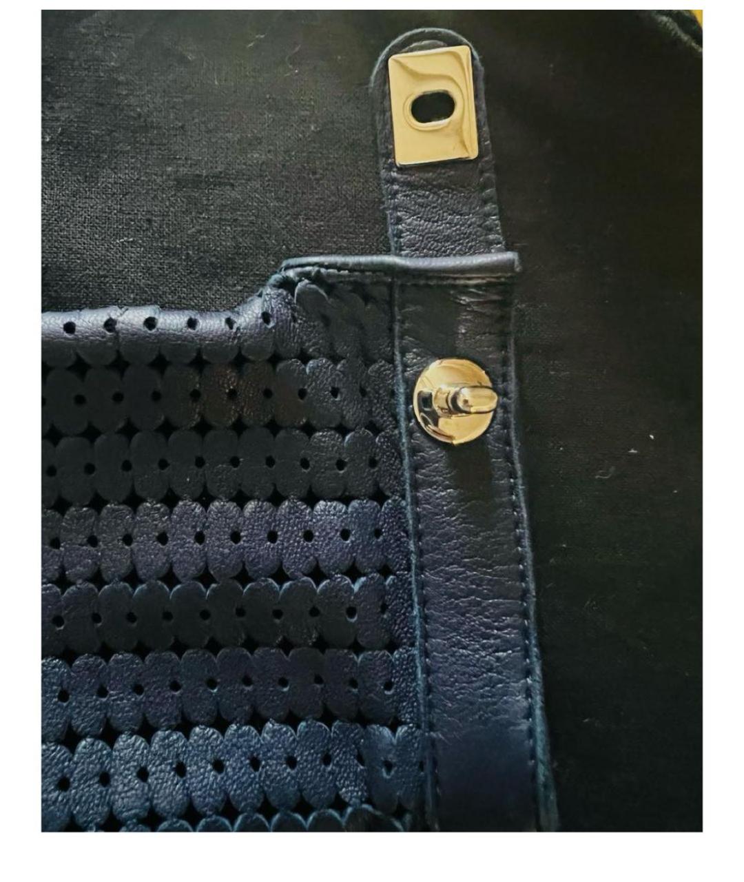 CHANEL Темно-синие кожаные митенки, фото 4