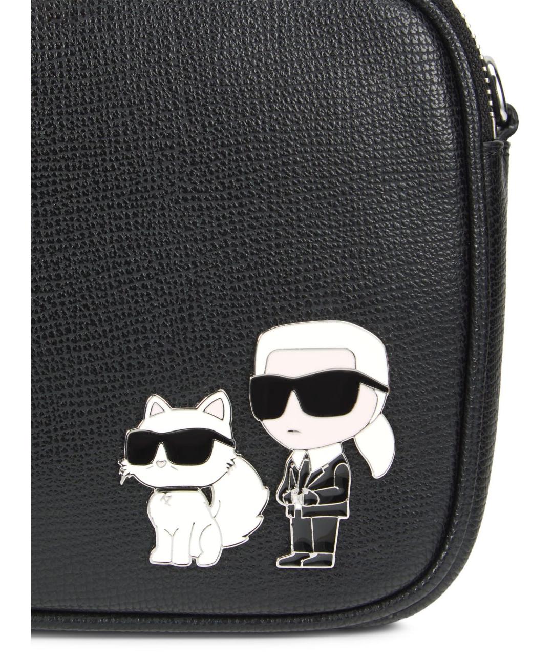 KARL LAGERFELD Черная сумка через плечо из искусственной кожи, фото 5