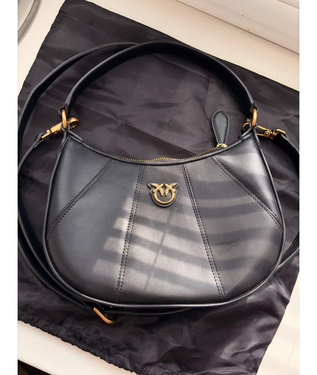 PINKO Черная кожаная сумка через плечо, фото 7