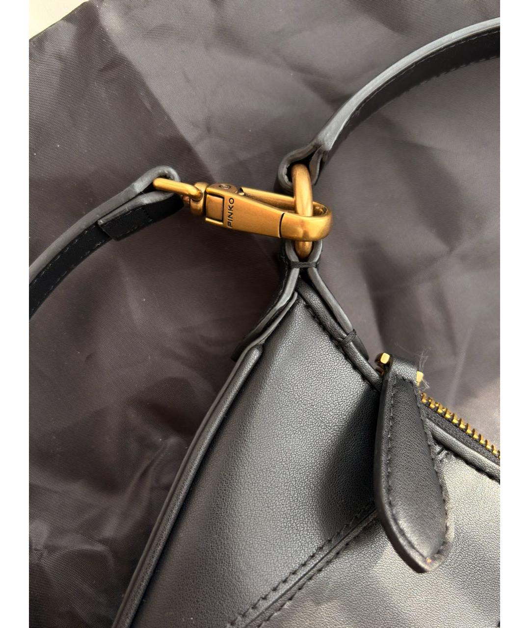 PINKO Черная кожаная сумка через плечо, фото 5