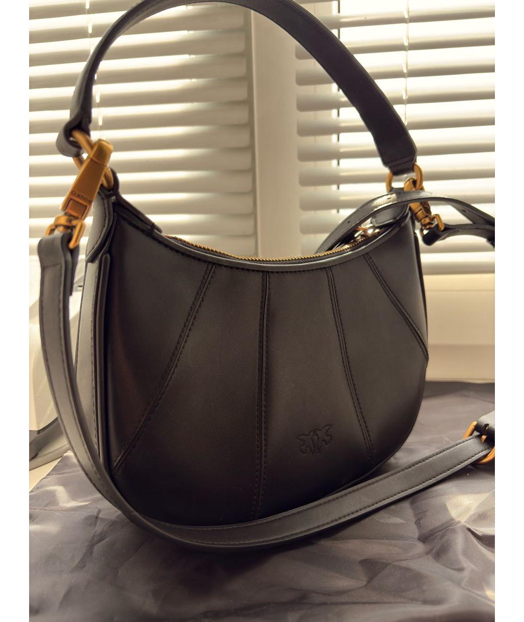 PINKO Черная кожаная сумка через плечо, фото 3