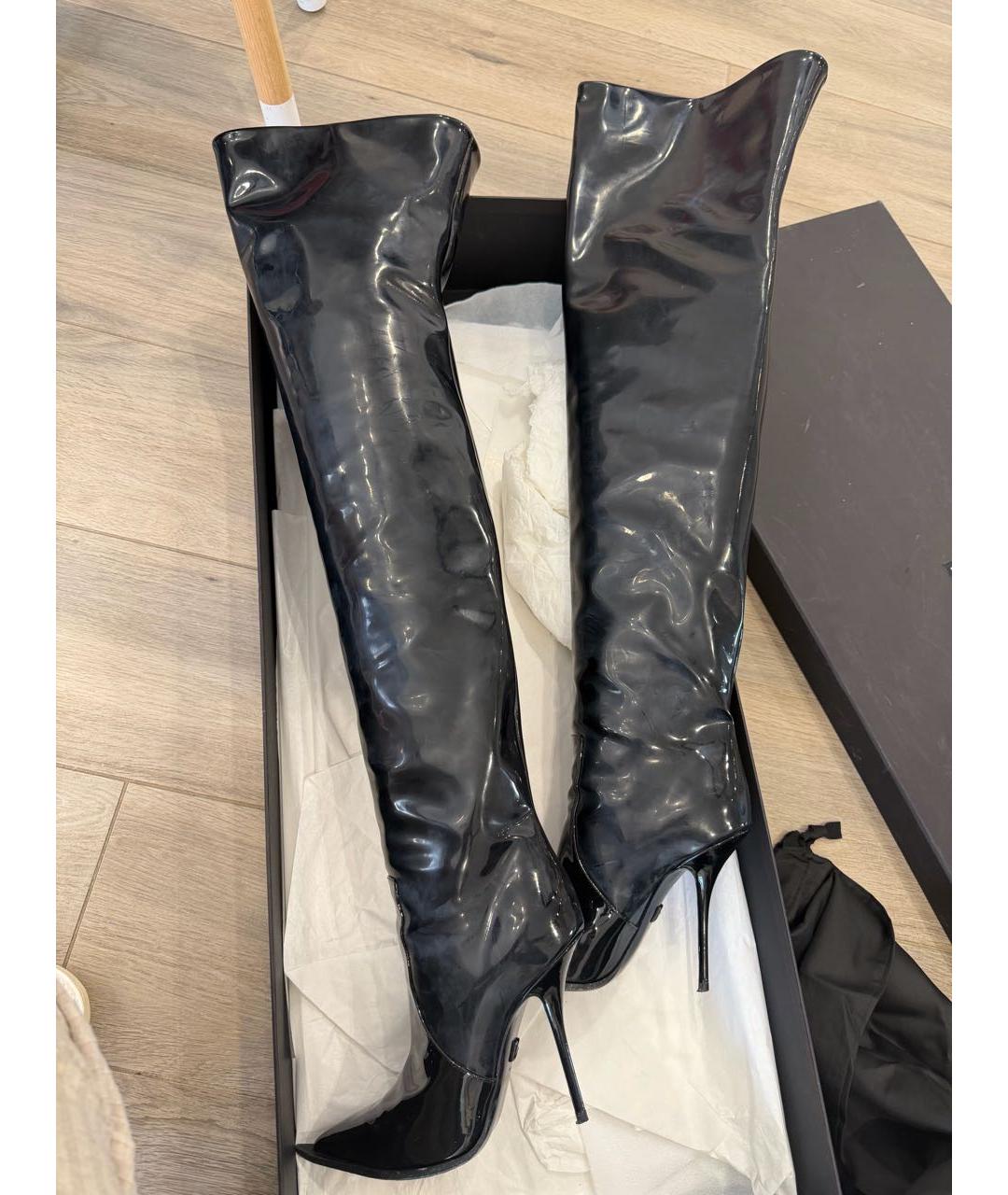 DOLCE&GABBANA Черные ботфорты из лакированной кожи, фото 8