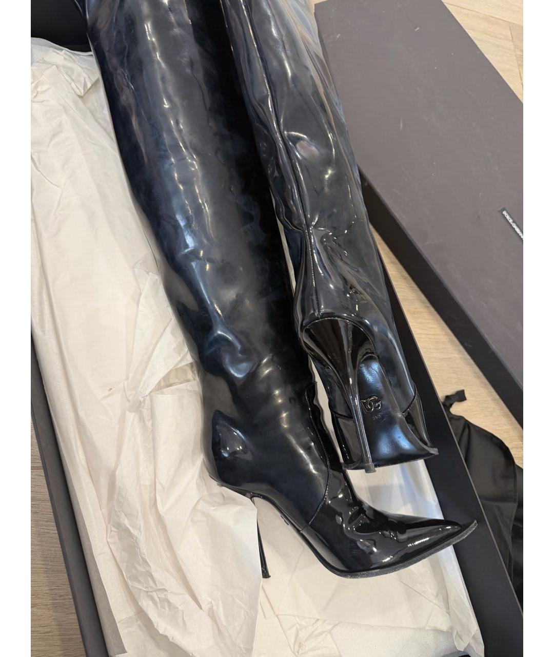 DOLCE&GABBANA Черные ботфорты из лакированной кожи, фото 7