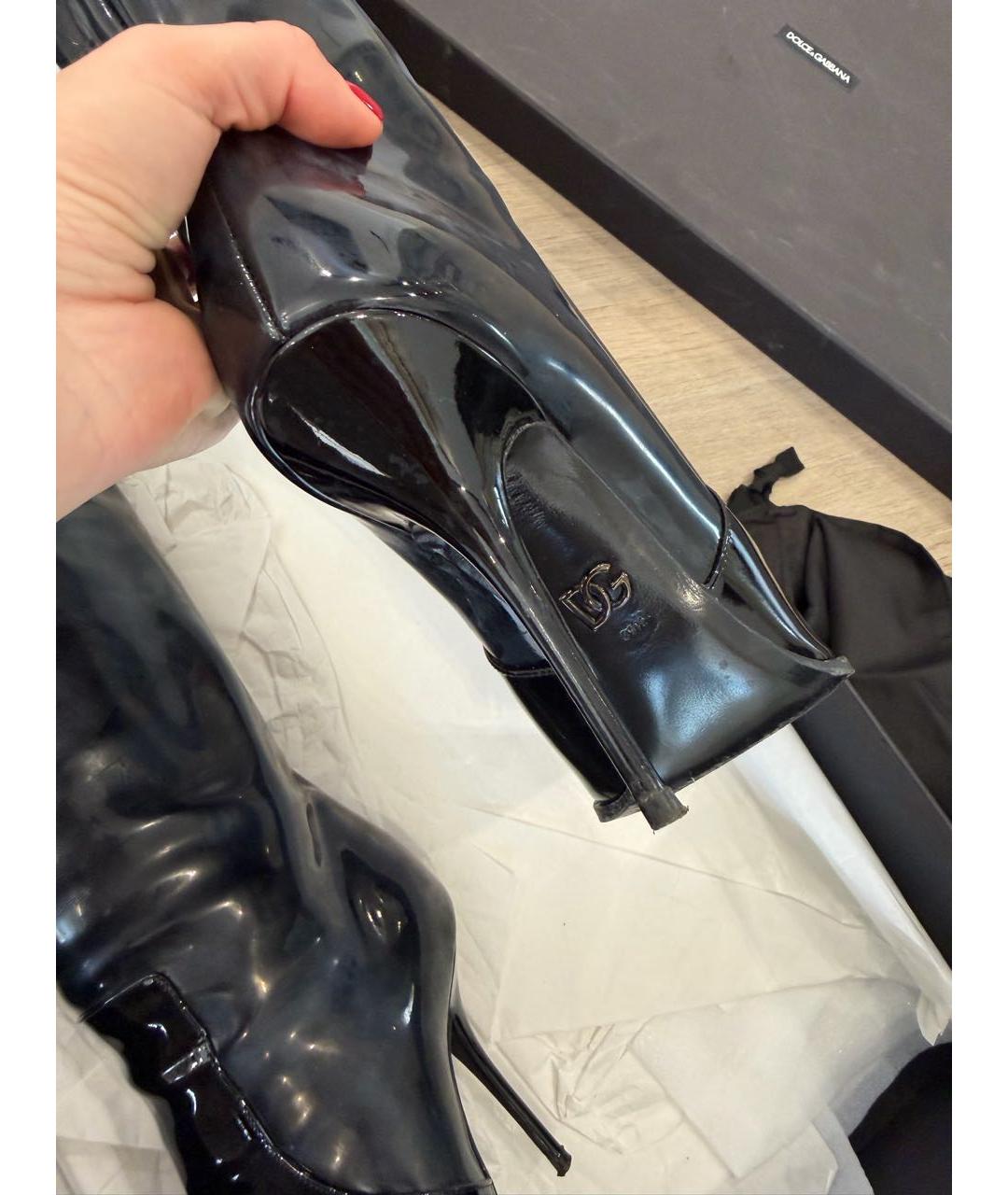 DOLCE&GABBANA Черные ботфорты из лакированной кожи, фото 6