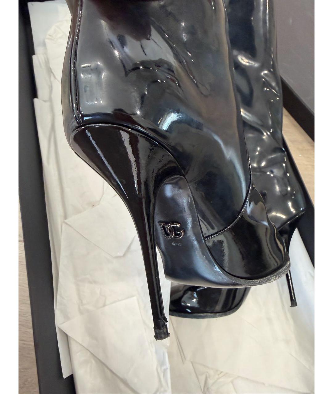 DOLCE&GABBANA Черные ботфорты из лакированной кожи, фото 3