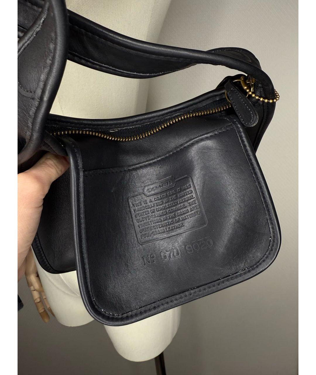 COACH Черная кожаная сумка через плечо, фото 4
