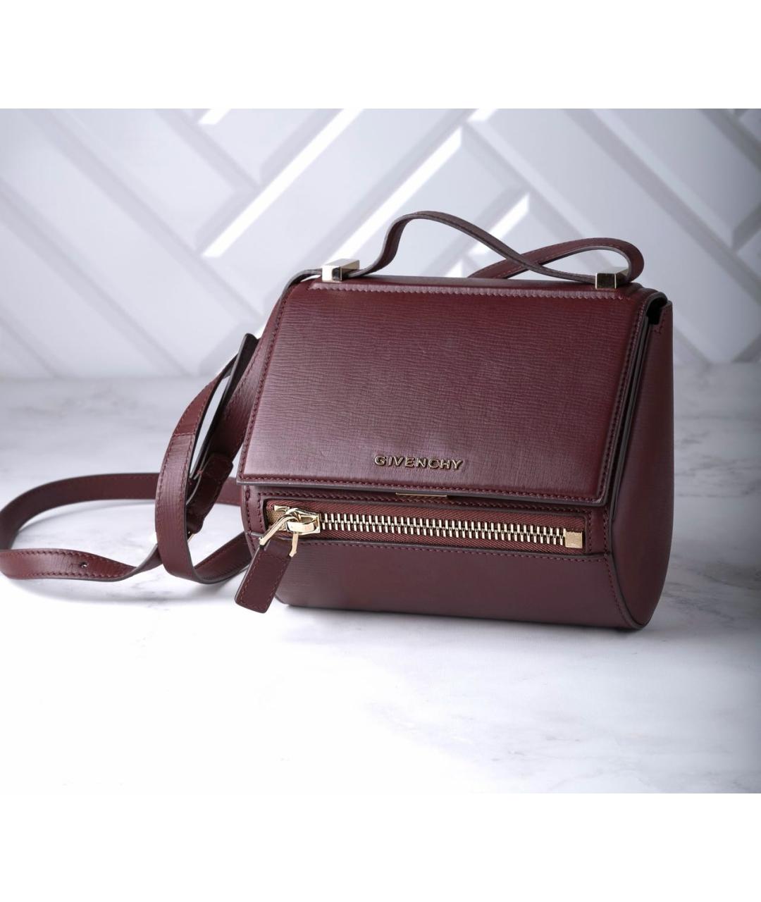 GIVENCHY Бордовая кожаная сумка через плечо, фото 9