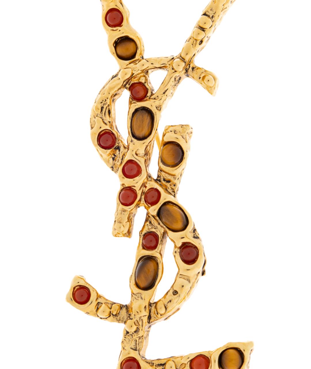 SAINT LAURENT Золотая латунная булавка / брошь, фото 4