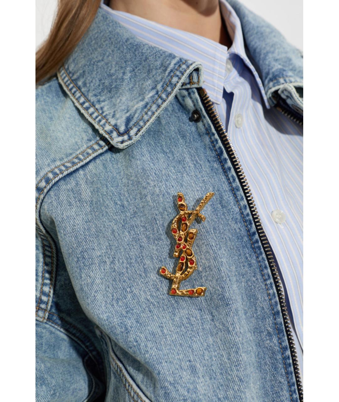 SAINT LAURENT Золотая латунная булавка / брошь, фото 2