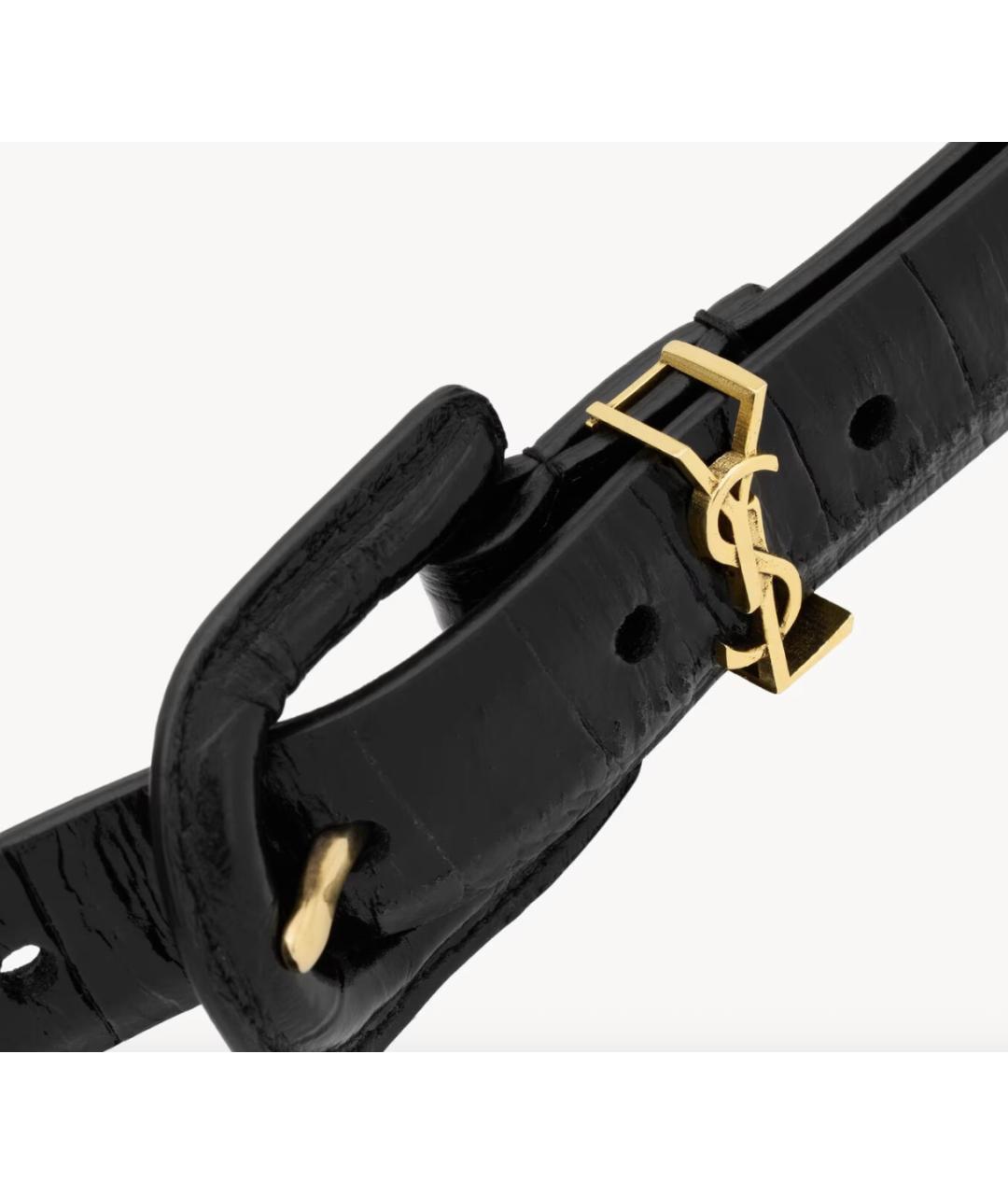 SAINT LAURENT Черный кожаный ремень, фото 3
