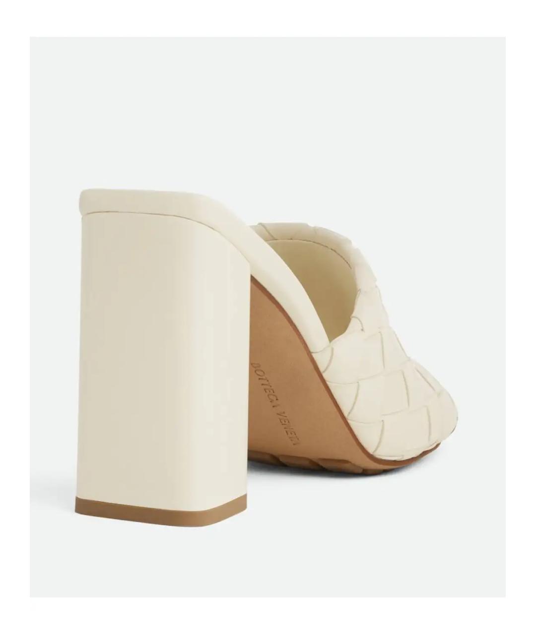 BOTTEGA VENETA Белые кожаные мюли, фото 4