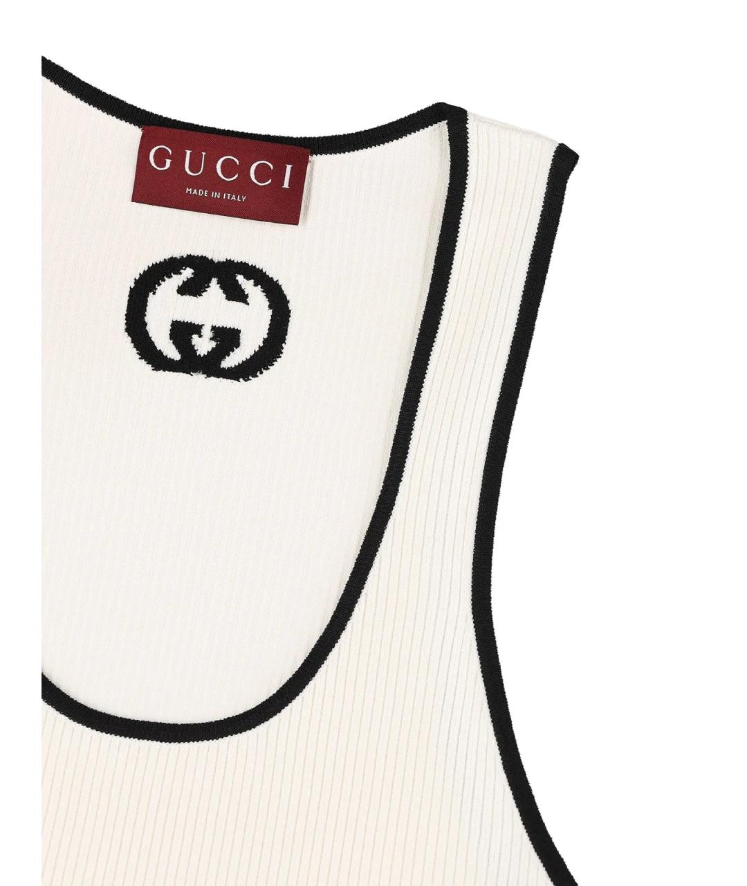 GUCCI Белая вискозная майка, фото 3