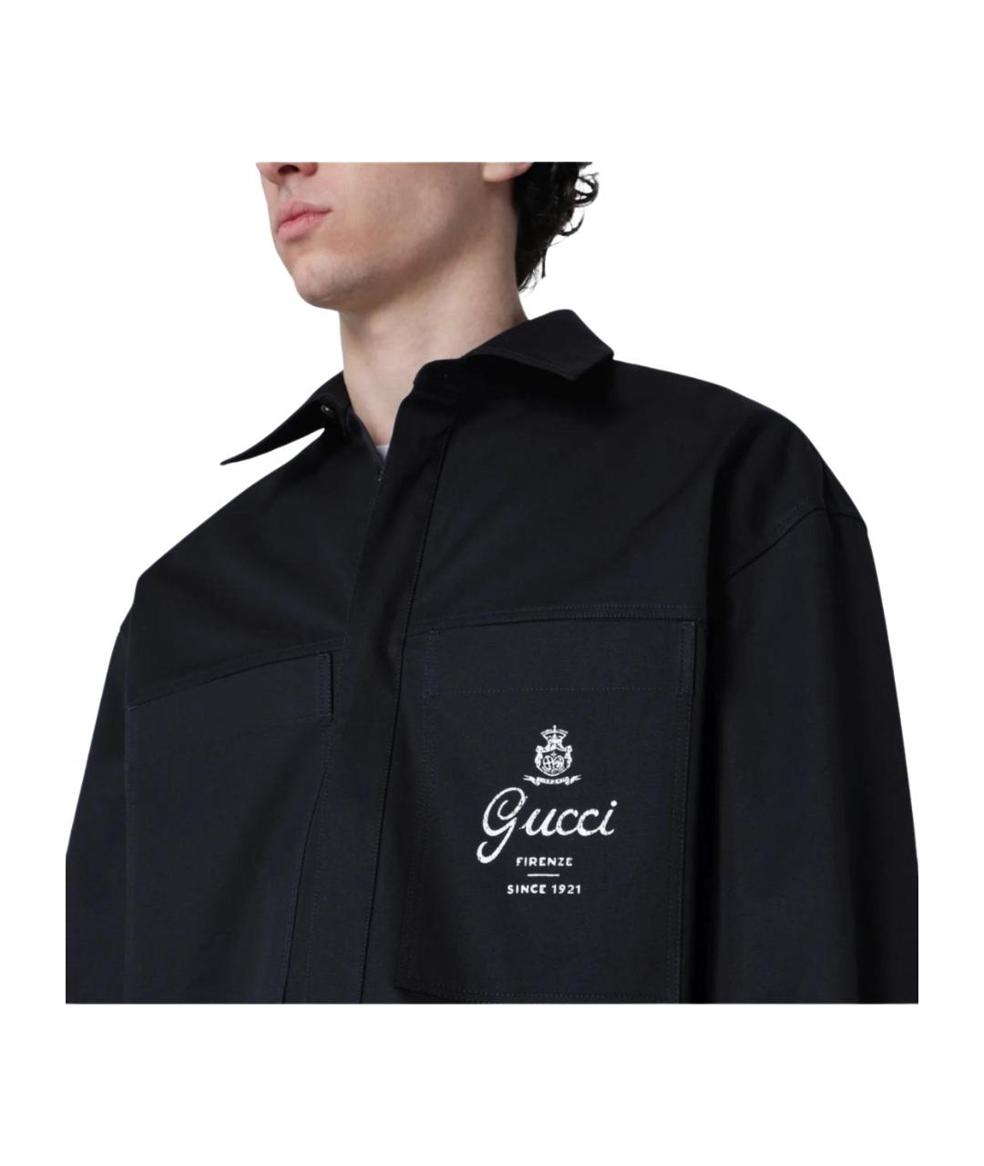 GUCCI Темно-синяя хлопковая кэжуал рубашка, фото 3