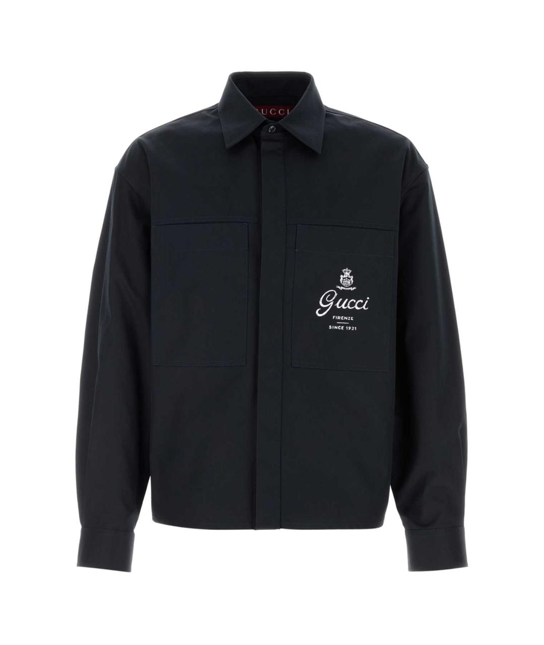 GUCCI Темно-синяя хлопковая кэжуал рубашка, фото 1