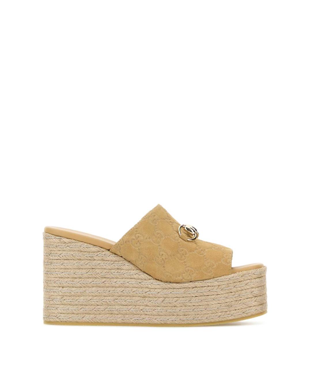 GUCCI Бежевые замшевые мюли, фото 1