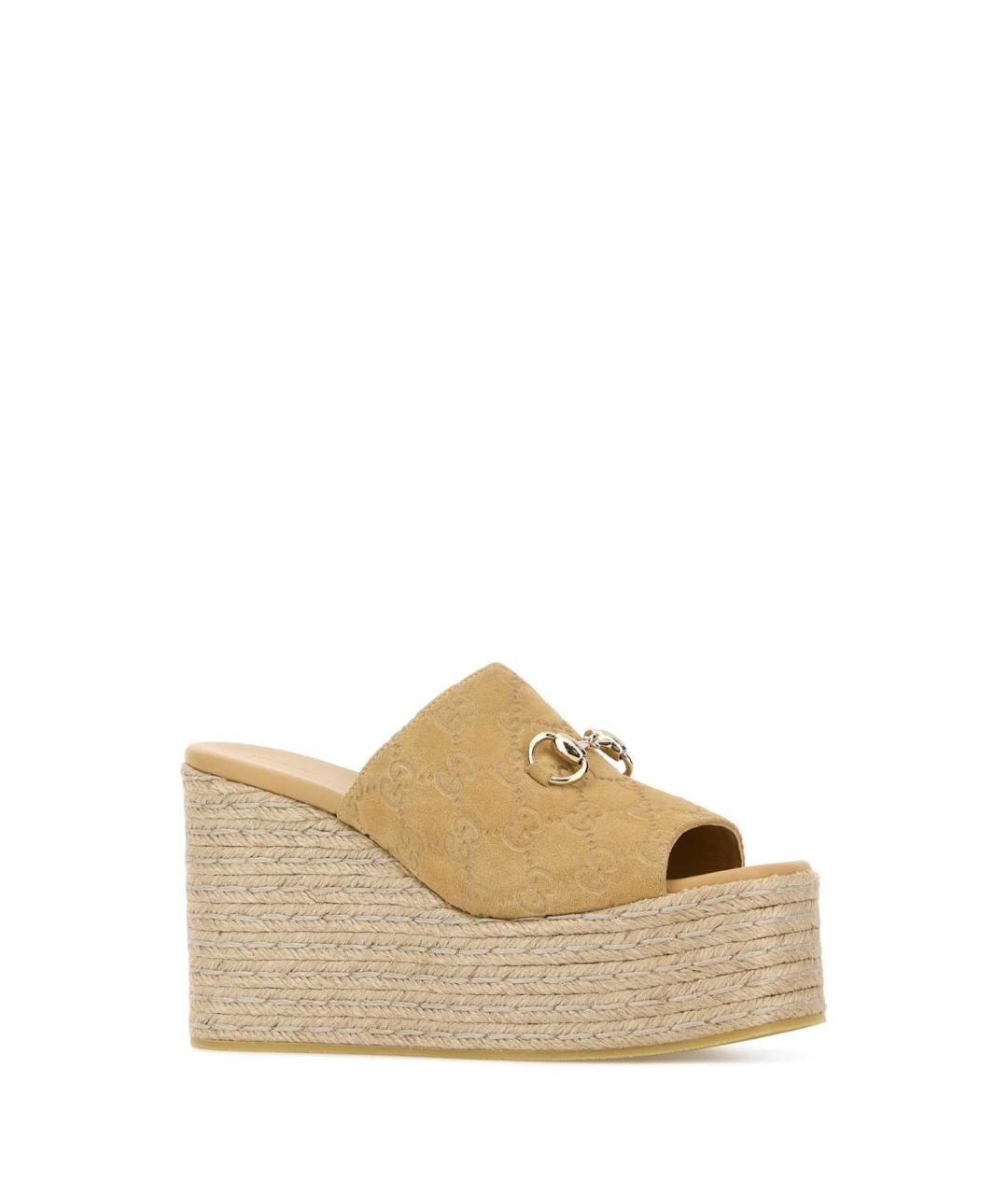 GUCCI Бежевые замшевые мюли, фото 2