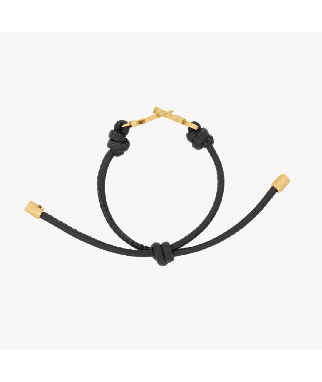SAINT LAURENT Черный кожаный браслет, фото 4