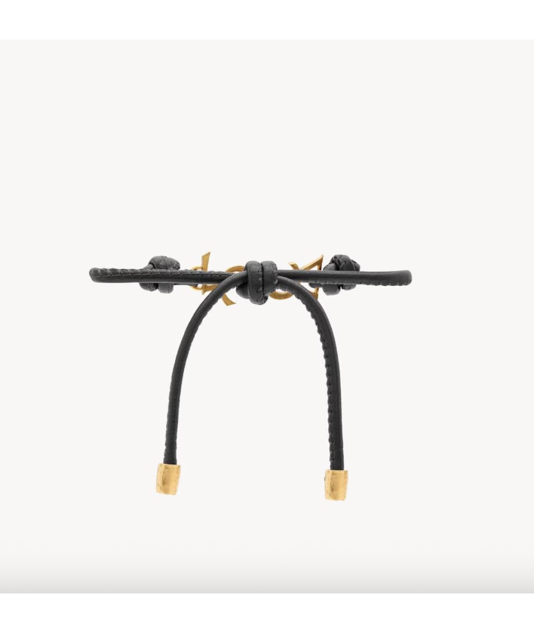 SAINT LAURENT Черный кожаный браслет, фото 5