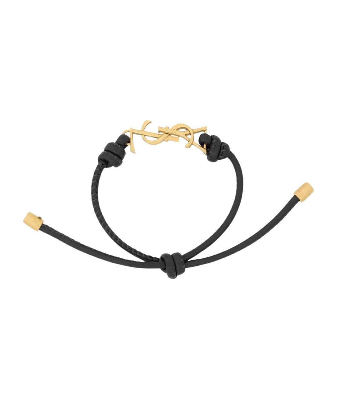 SAINT LAURENT Черный кожаный браслет, фото 1