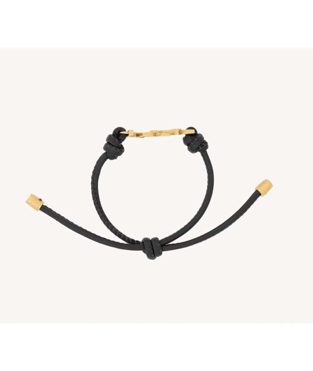 SAINT LAURENT Черный кожаный браслет, фото 3