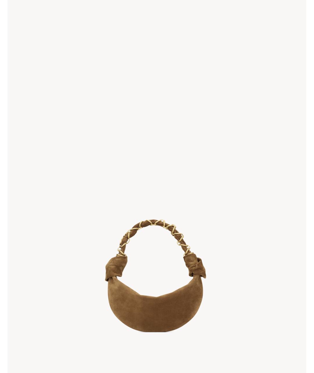 SAINT LAURENT Коричневая замшевая сумка с короткими ручками, фото 6