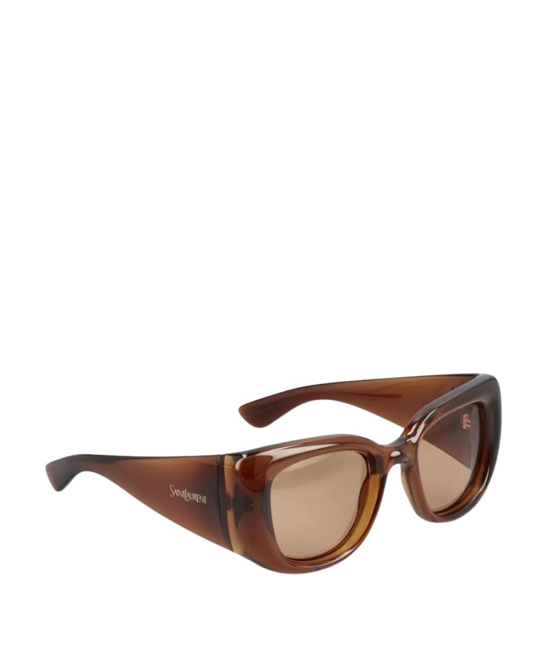 SAINT LAURENT Коричневые пластиковые солнцезащитные очки, фото 1