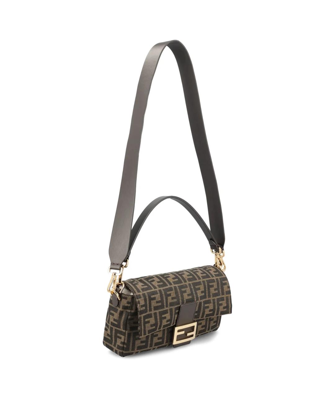 FENDI Коричневая тканевая сумка через плечо, фото 3