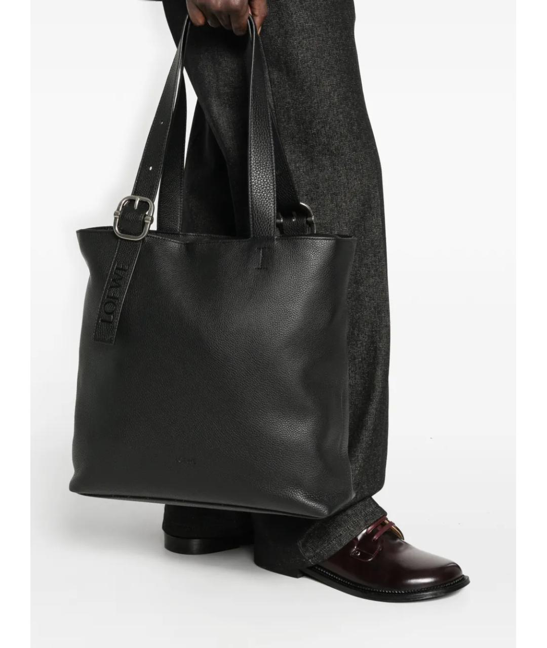 LOEWE Черная кожаная сумка тоут, фото 6