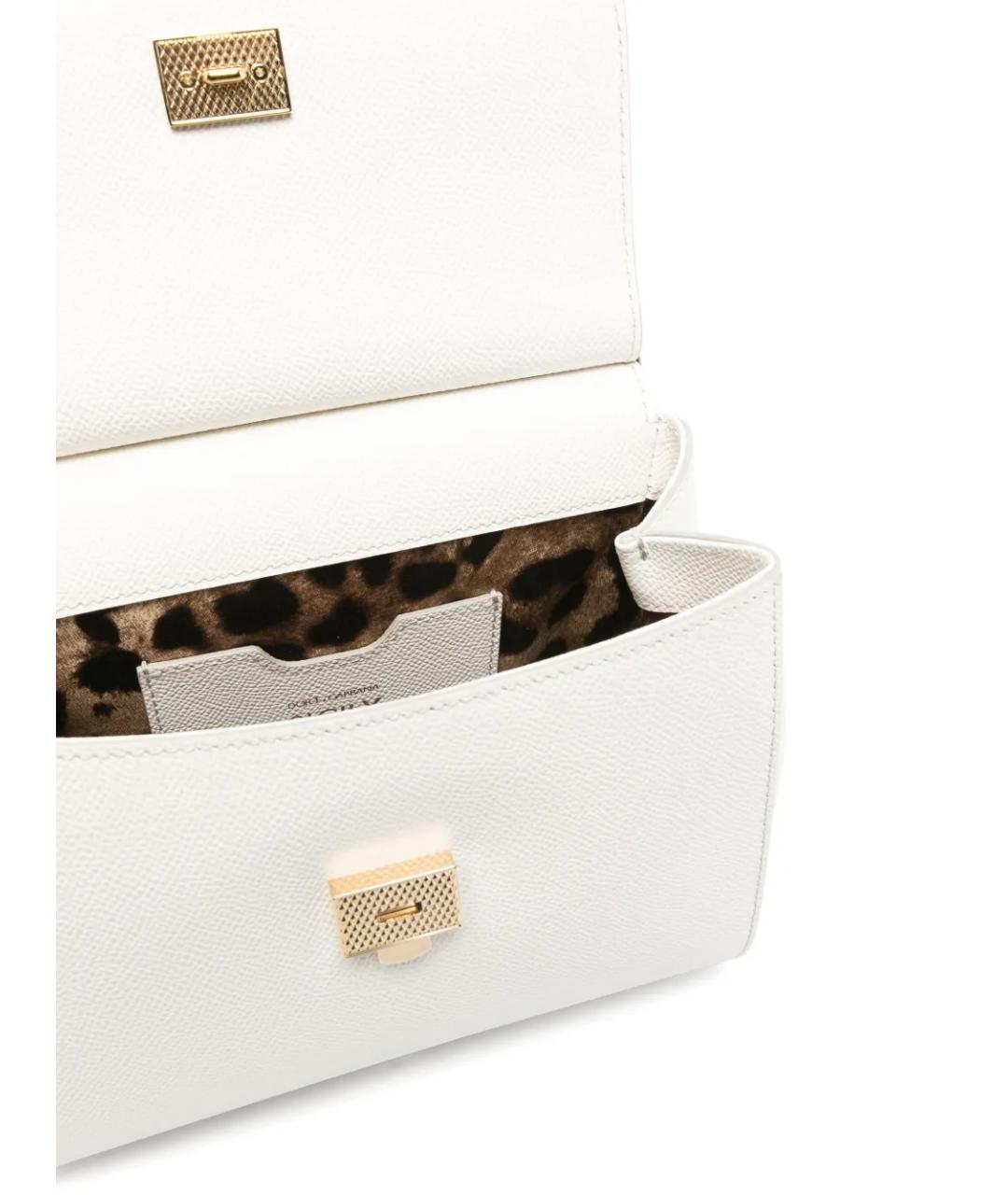 DOLCE&GABBANA Белая кожаная сумка с короткими ручками, фото 3