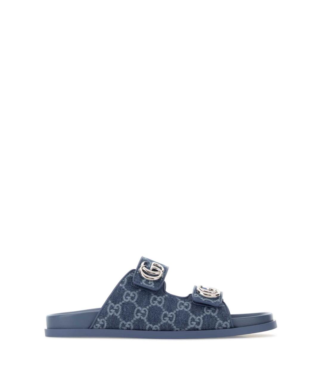 GUCCI Голубые текстильные шлепанцы, фото 1
